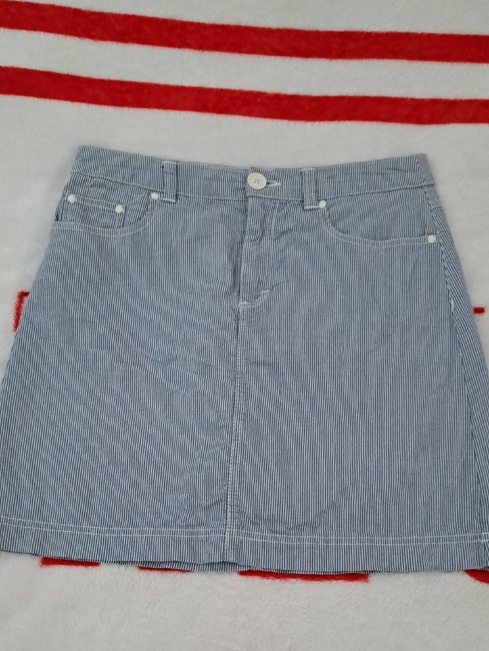 croft & barrow Blue and White Pinstripe Mini Skirt